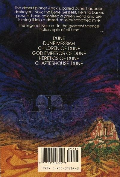 Chapterhouse Dune (Berkley trade paperback edition) - back cover